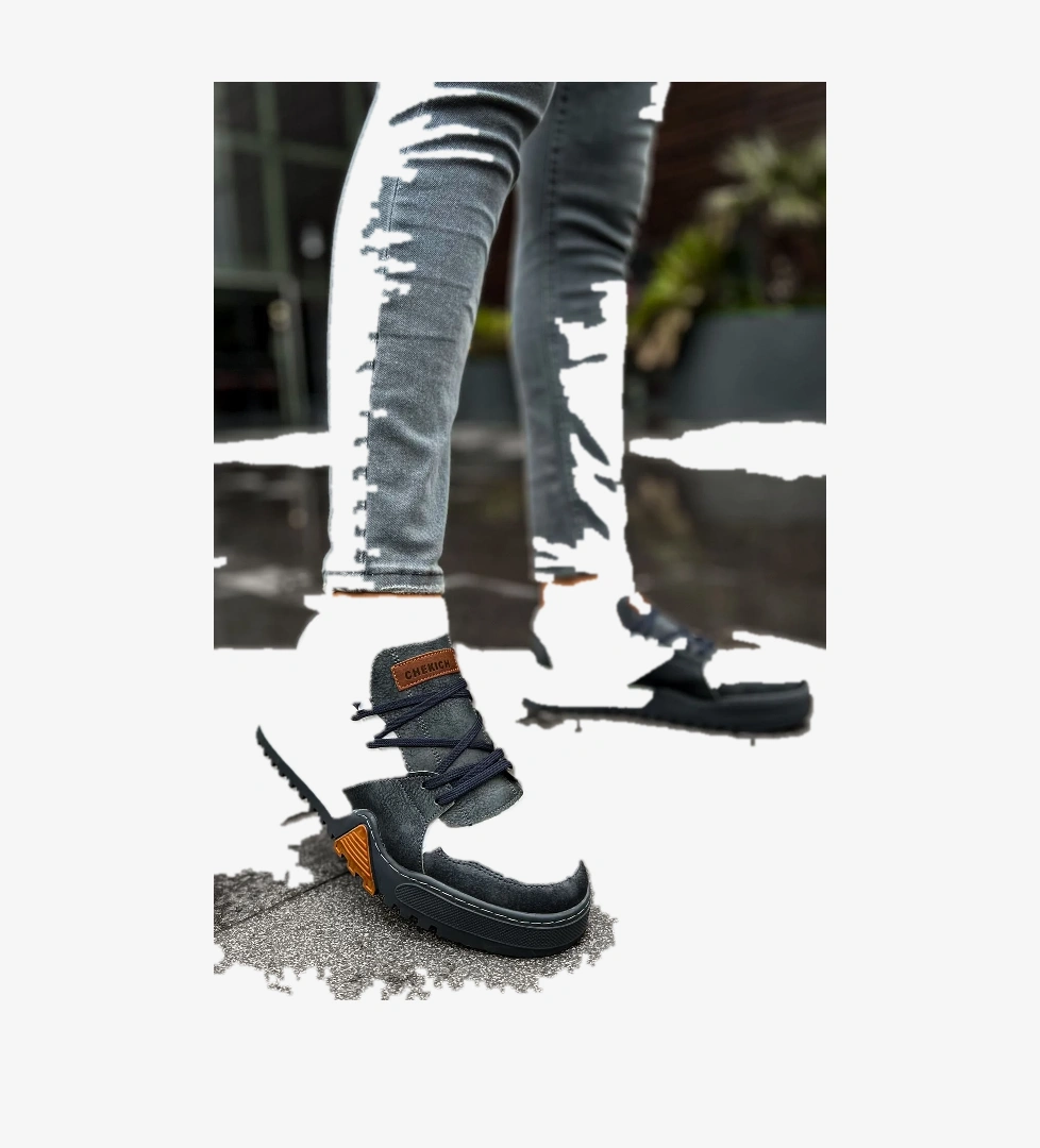 Pabucmarketi Bağcıklı Erkek Spor Ayakkabı Antrasit model görseli