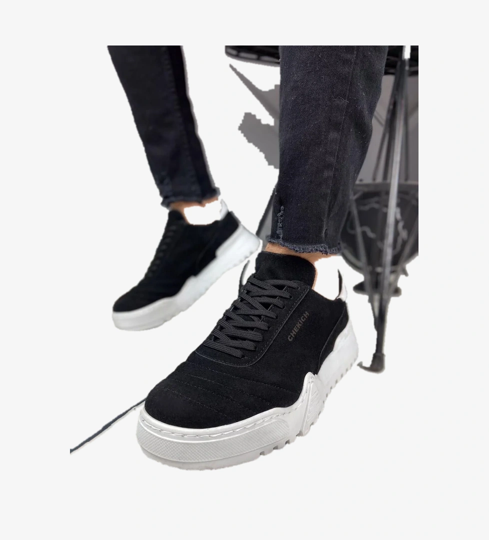 Pabucmarketi Bağcıklı Erkek Spor Ayakkabı Taba Siyah Beyaz model görseli