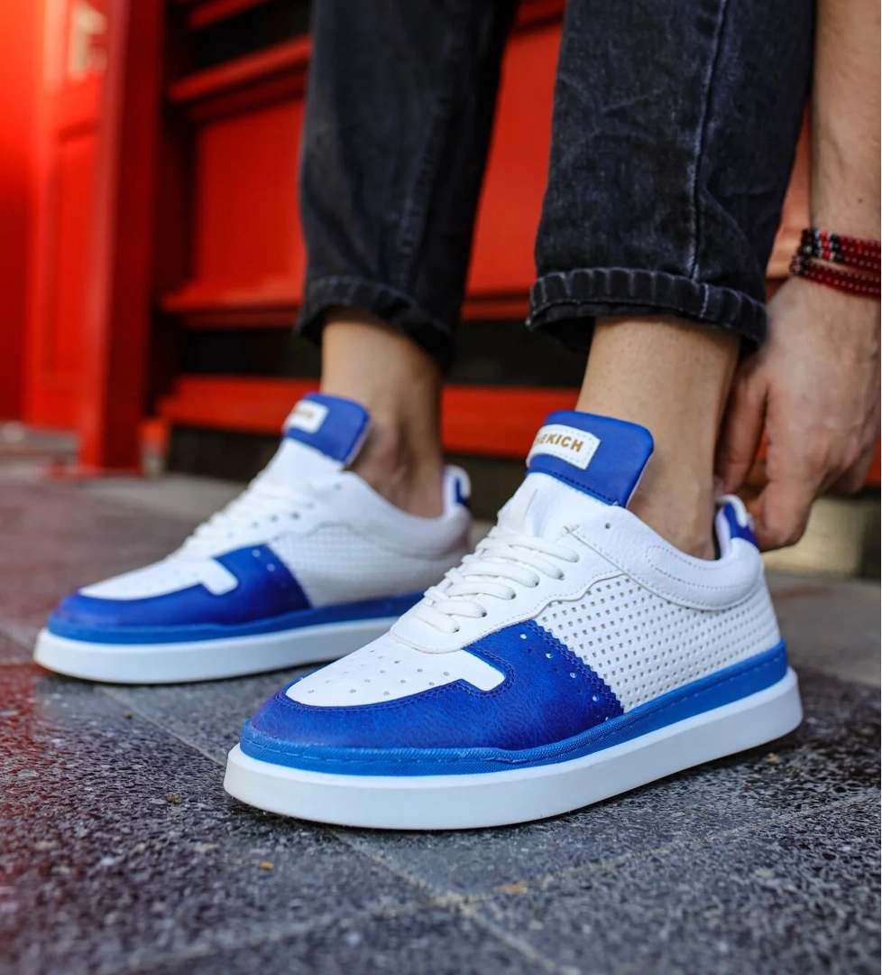 Pabucmarketi Bağcıklı Erkek Spor Ayakkabı Taba Saks Beyaz model görseli