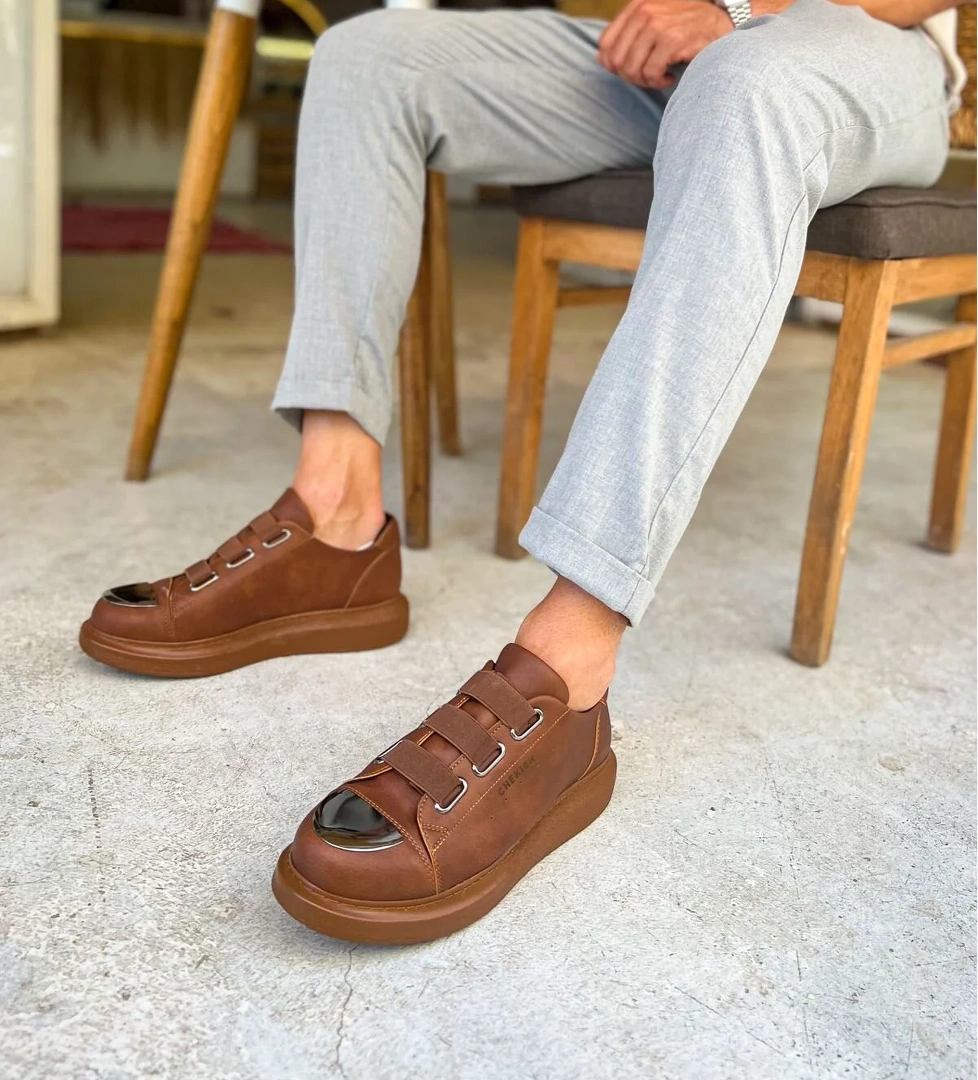 Pabucmarketi Pabucmarketi Lastikli Erkek Spor Ayakkabı Taba Sneaker | Flo Taba - 1. görsel