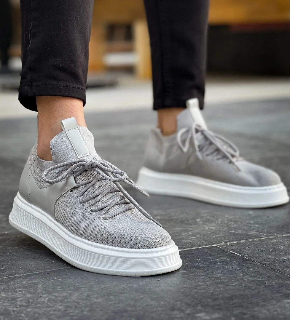 Bağcık Detaylı Triko Kumaş Erkek Spor Ayakkabı Antrasit