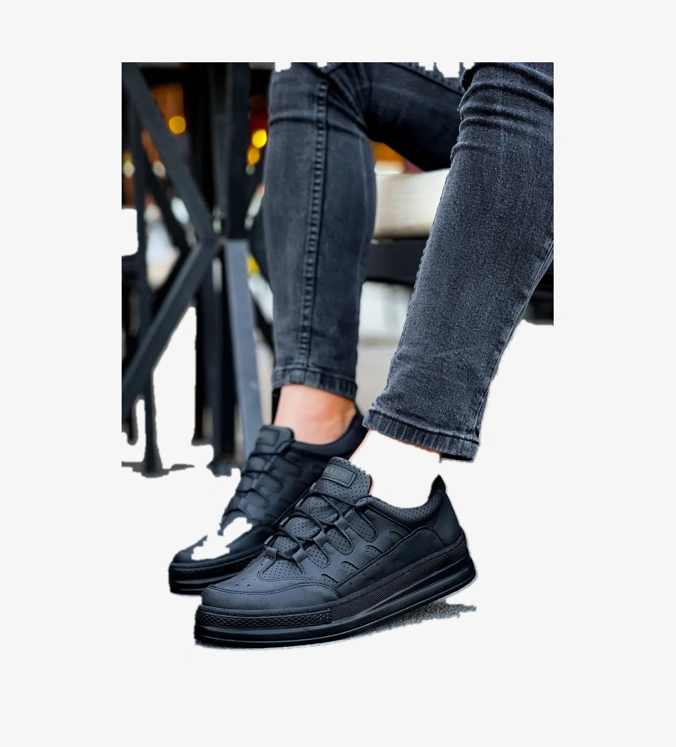 Bağcık Detaylı Erkek Spor Ayakkabı Siyah - Görsel 1