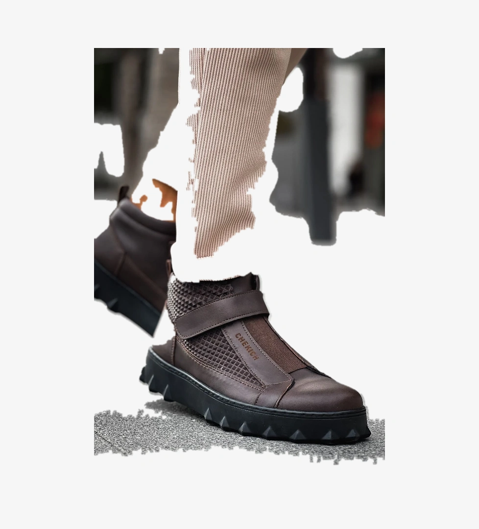 Cırtlı Erkek Sneaker Bot Kahve