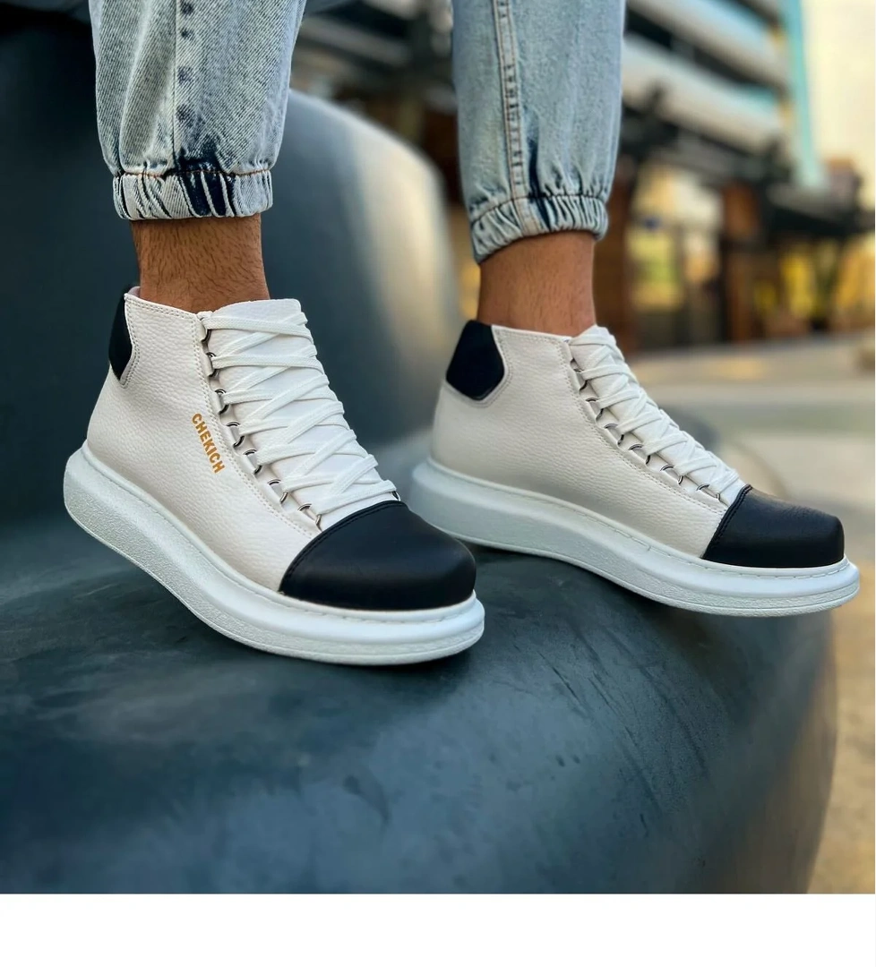 Bağcıklı Erkek Sneaker Bot Beyaz Siyah