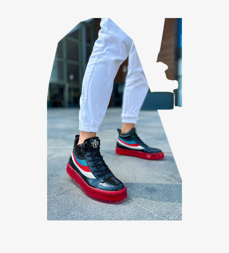 Pabucmarketi Bağcıklı Erkek Sneaker Bot Siyah model görseli