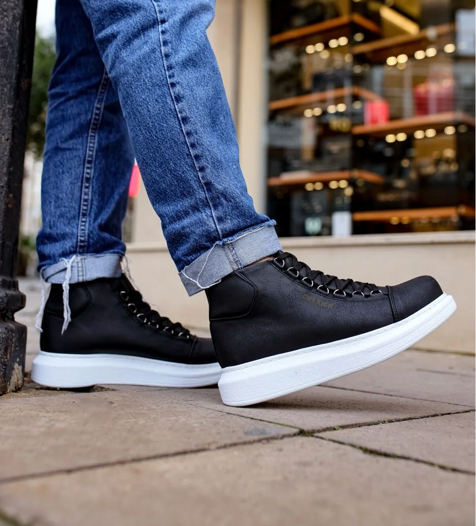 Bağcıklı Erkek Sneaker Bot Siyah