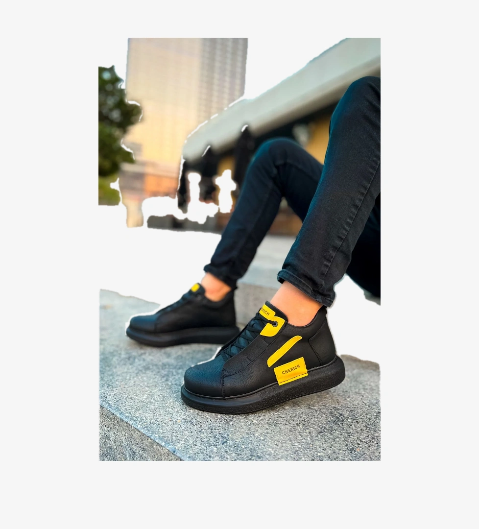 Bağcıklı Erkek Sneaker Bot Siyah Saks Mavi