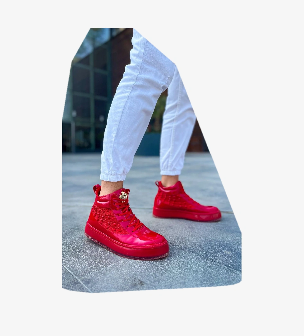 Bağcıklı Erkek Sneaker Bot Kırmızı - Görsel 1