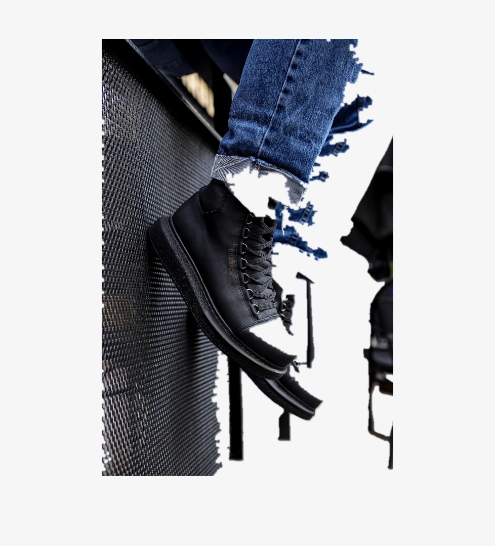 Bağcıklı Erkek Sneaker Bot Siyah
