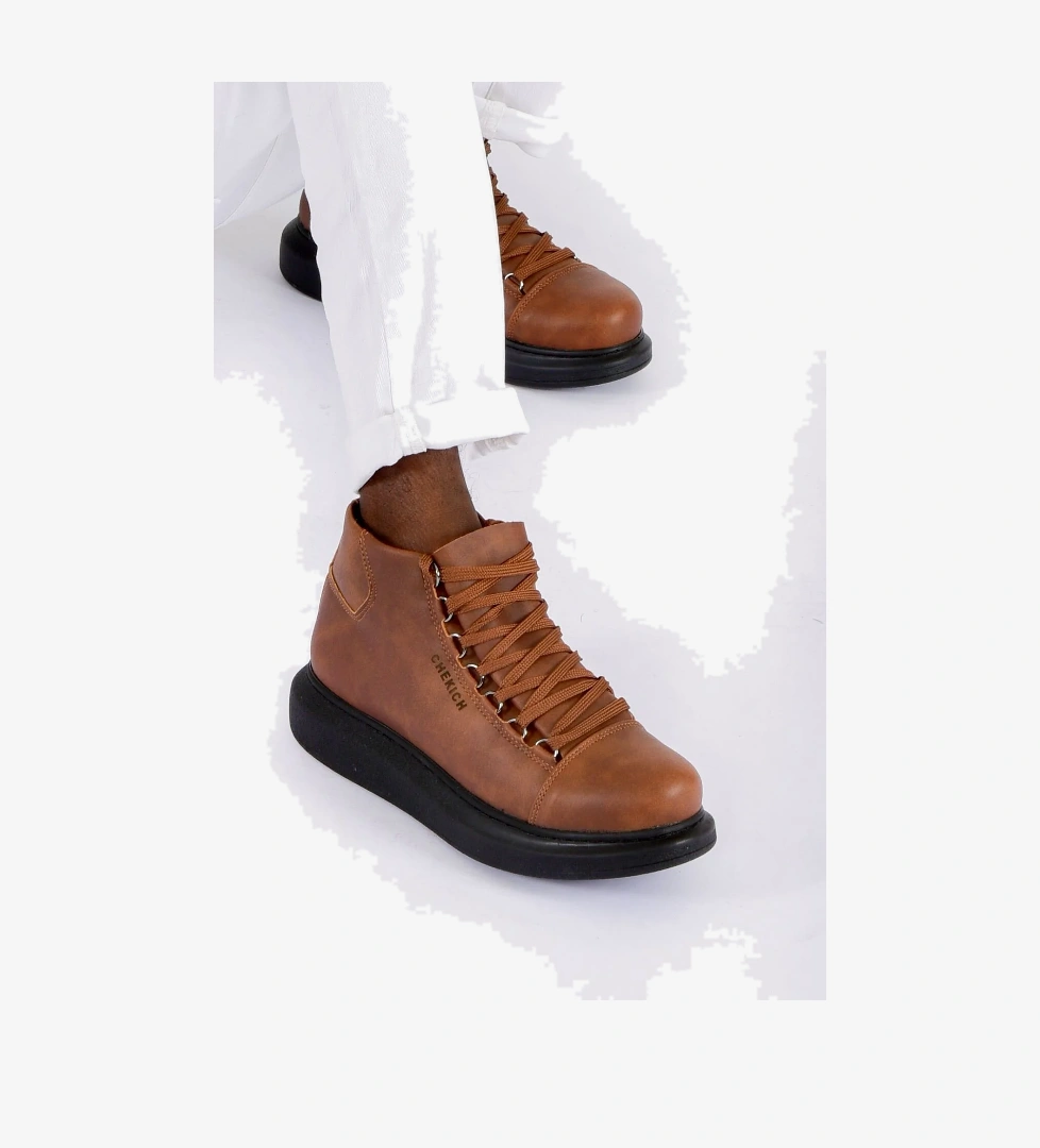 Bağcıklı Erkek Sneaker Bot Taba