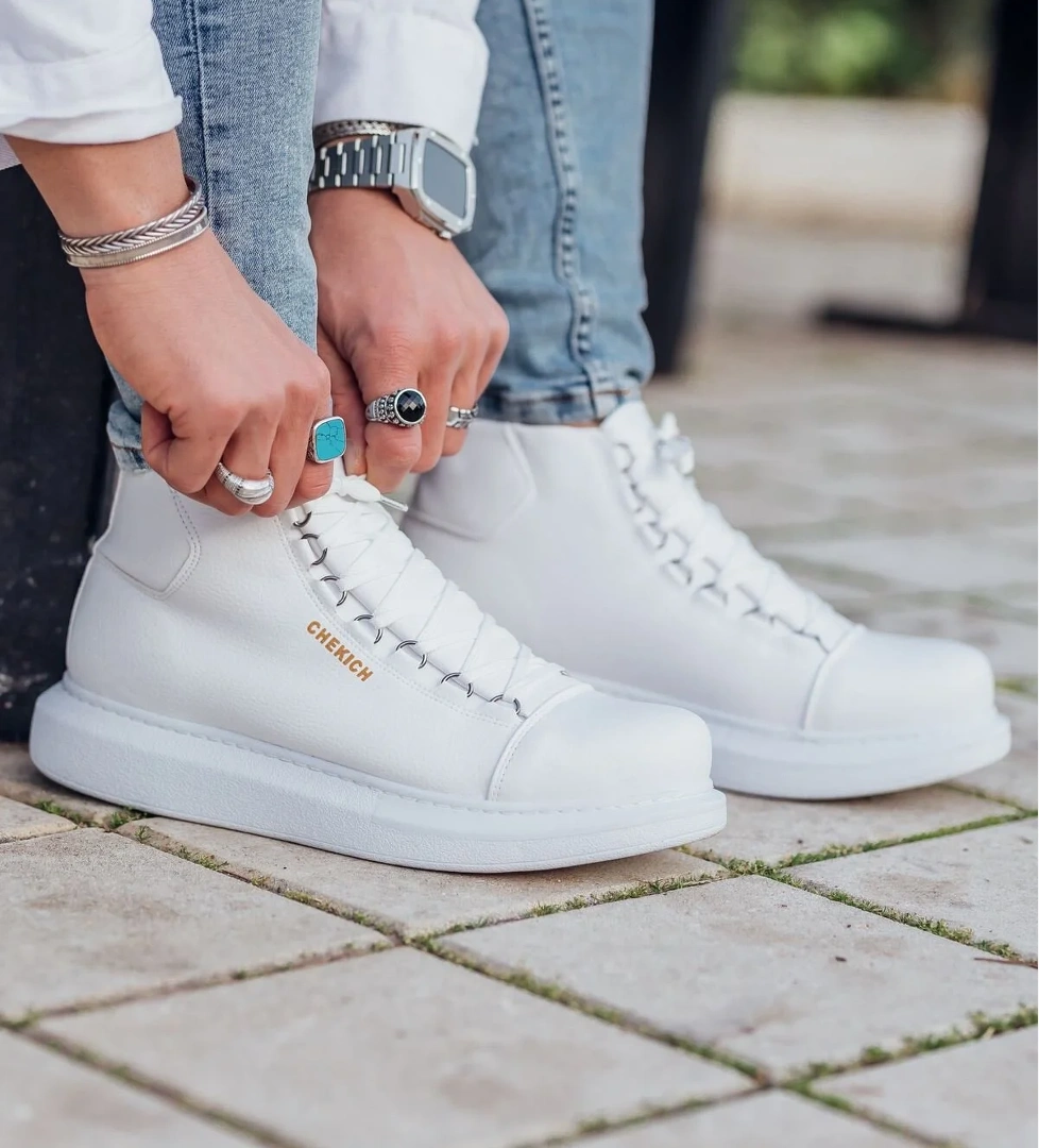 Bağcıklı Erkek Sneaker Bot Beyaz