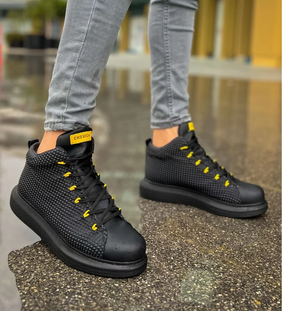 Bağcıklı Erkek Sneaker Bot Siyah Sarı