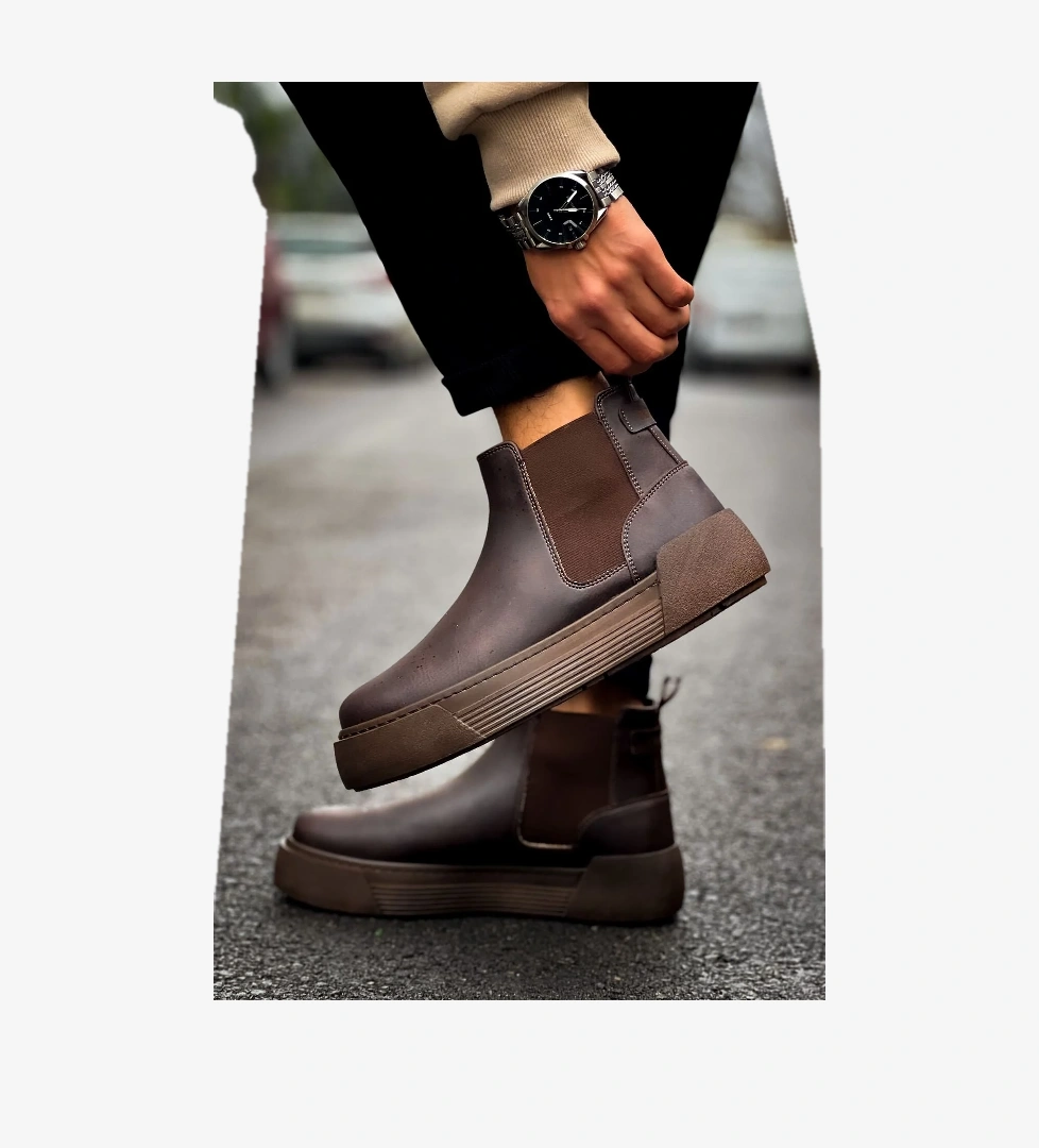 Lastikli Erkek Chelsea Bot Kahve