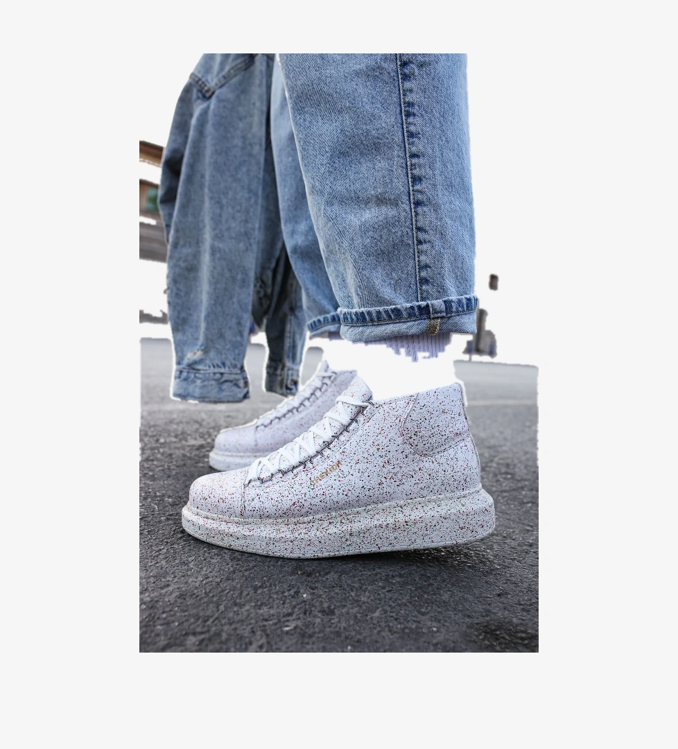 Pabucmarketi Bağcıklı Erkek Sneaker Bot Kırmızı Yeşil Sim model görseli