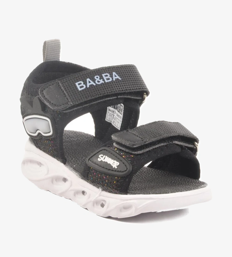 018127 B Siyah-Gri Çocuk Sandalet Ba &amp; Ba - Görsel 1