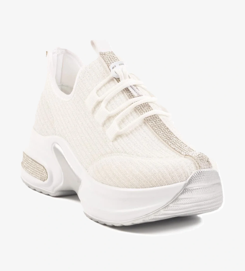 702322 Z Beyaz Kadın Taşlı Günlük Ayakkabı