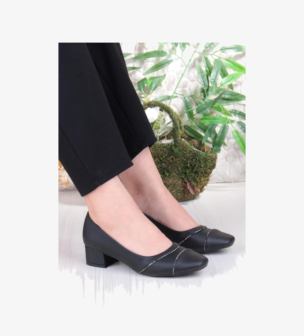 16500 Erdem Taş Detaylı Alçak Topuklu Kadın Ayakkabı - Görsel 1