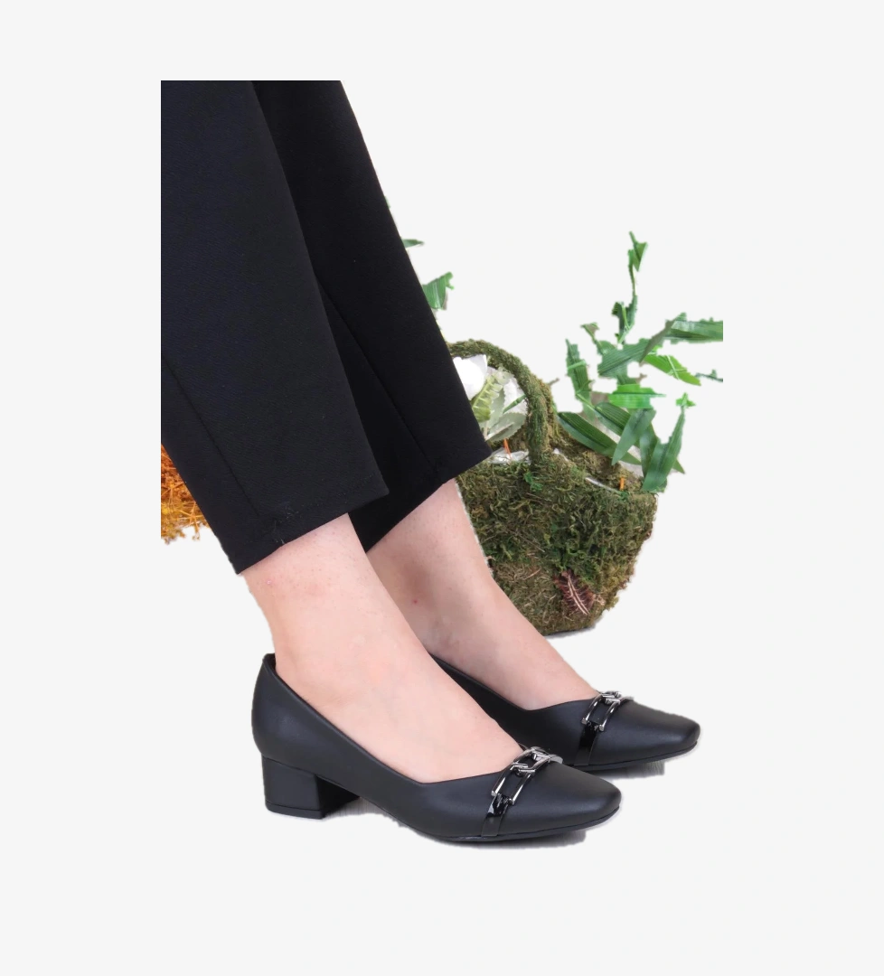 16504 Erdem Toka Detaylı Alçak Topuklu Kadın Ayakkabı - Görsel 1