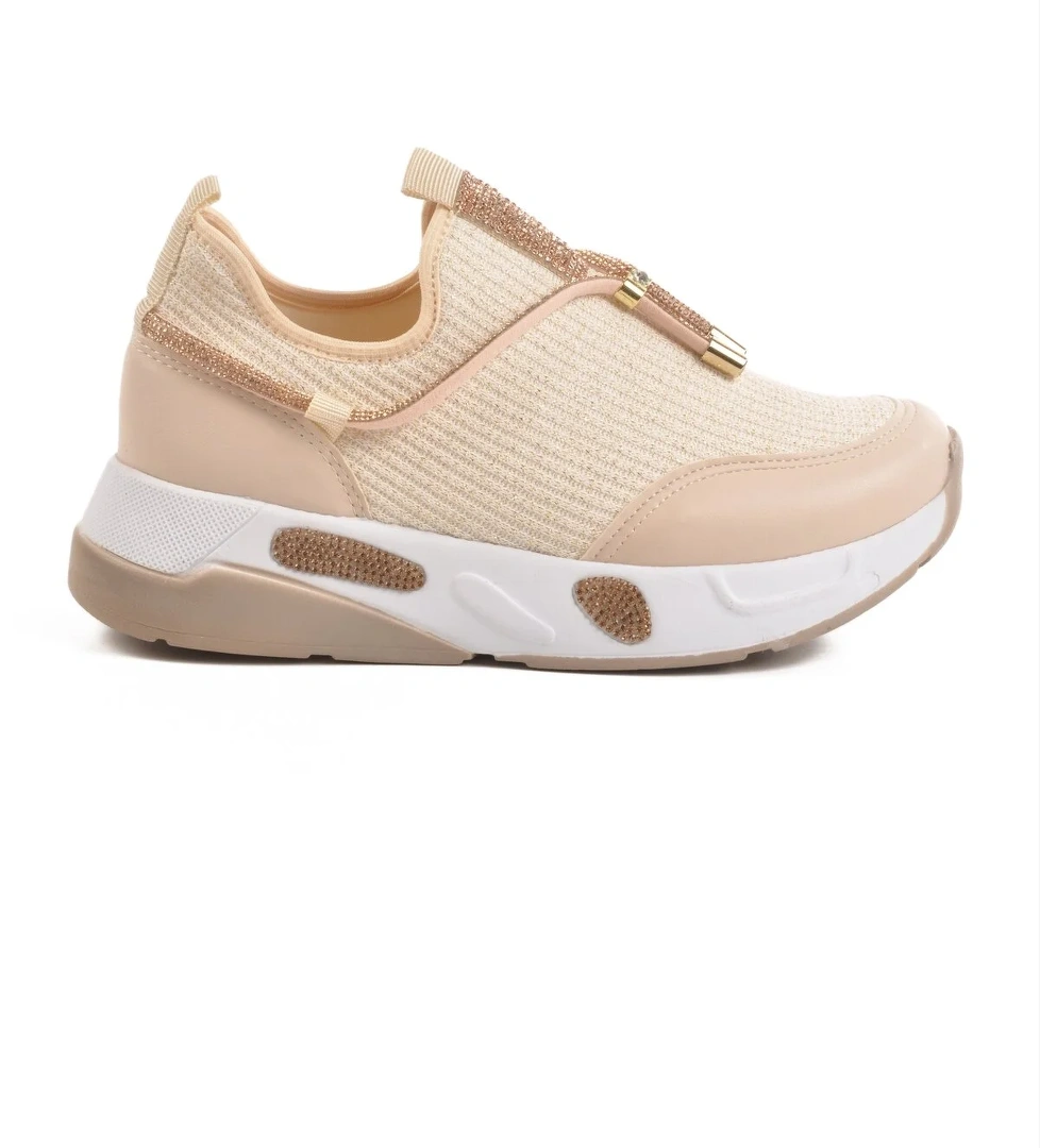 Aspor Bej Taş İşlemeli Kadın Sneaker