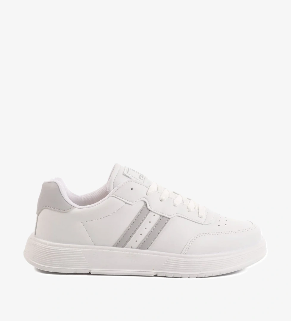 Aspor Beyaz Gümüş Bağcıklı Unisex Spor Ayakkabı