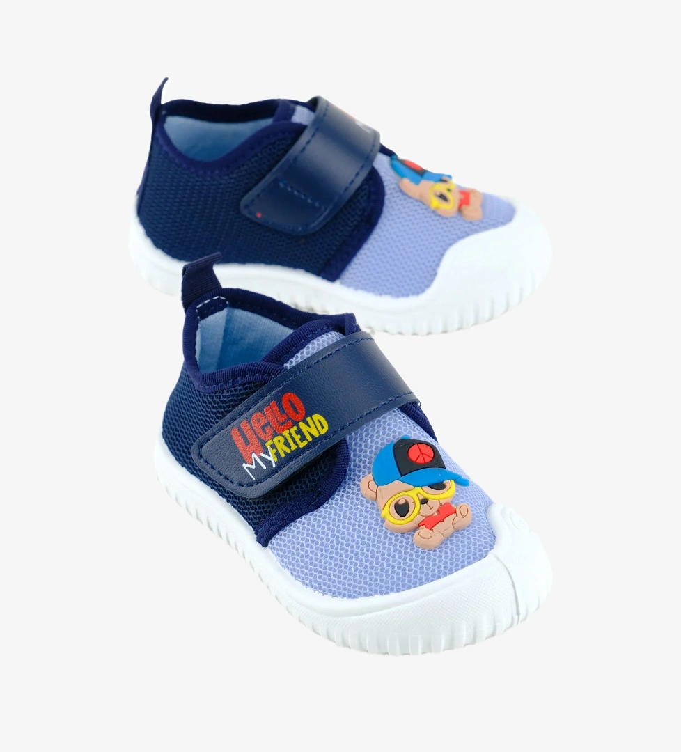 Bebe Erkek Yazlık Keten Rahat Taban Tek Cırt Cırtlı Ayarlanabilir Ev Bahçe Okul Kreş Günlük Ayakkabı - Görsel 1