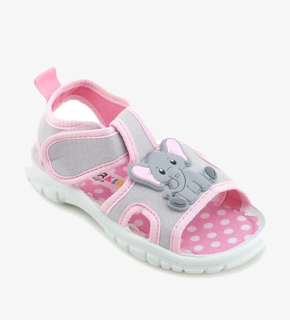 Gezer Gezer Gri Kız Çocuk Bilekten Cırtlı Ayarlanabilir PVC Rahat Esnek Taban Günlük Sandalet Sandalet & Terlik | Flo Gri - 1. görsel