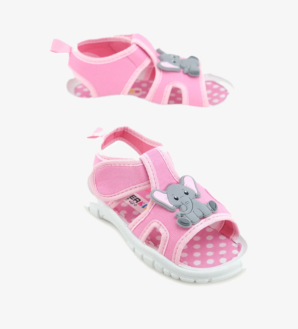 Gezer Gezer Pembe Kız Çocuk Bilekten Cırtlı Ayarlanabilir PVC Rahat Esnek Taban Günlük Sandalet Sandalet & Terlik | Flo Pembe - 1. görsel