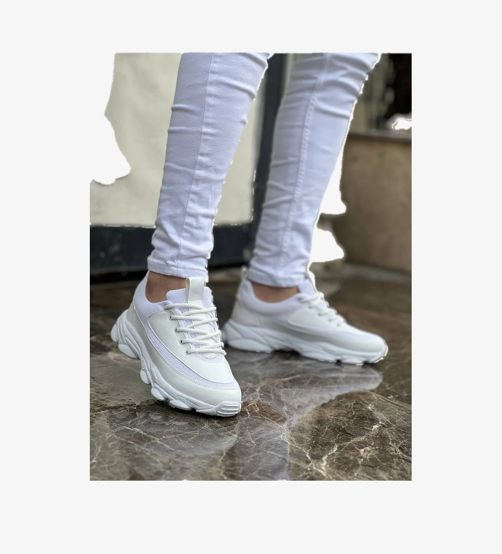 Bağcıklı Erkek Günlük Ayakkabı BEYAZ (BEYAZ TABAN) - Görsel 1