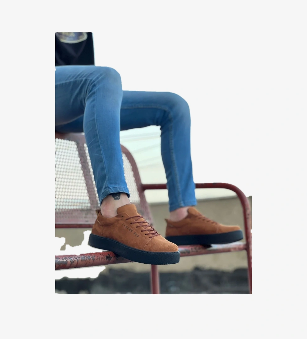 Pabucmarketi Bağcıklı Erkek Spor Ayakkabı TABA SÜET (SİYAH TABAN) model görseli