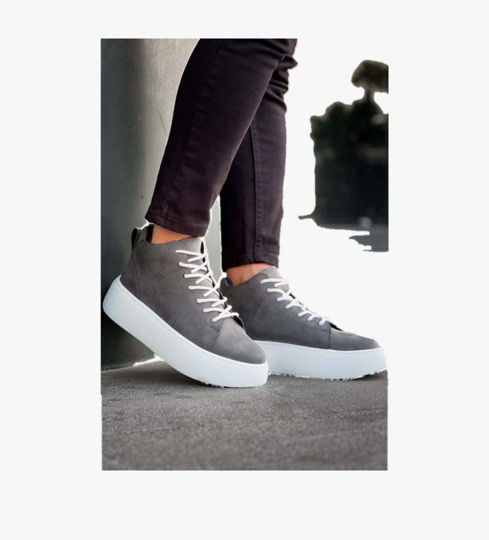 Pabucmarketi Bağcıklı Erkek Spor Bot ANTRASİT (BEYAZ TABAN) model görseli