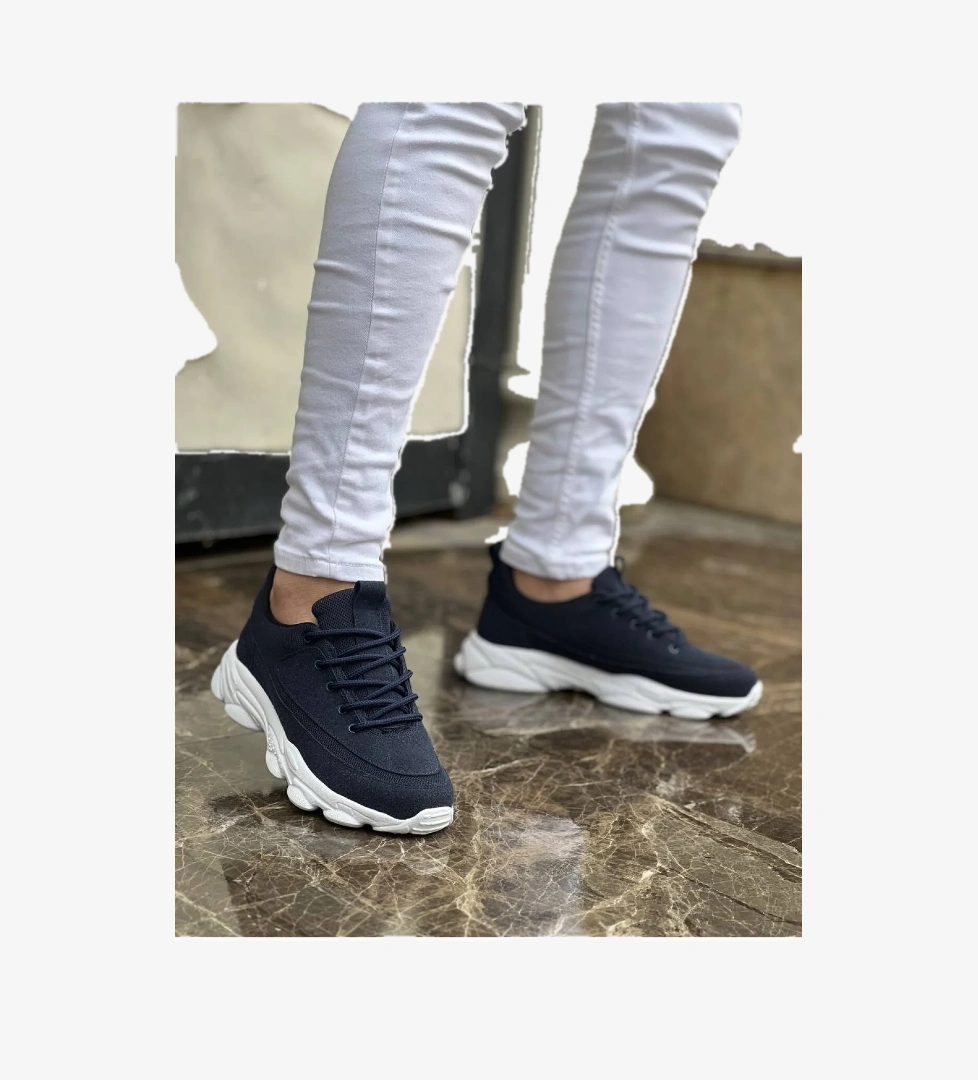 Pabucmarketi Bağcıklı Erkek Günlük Ayakkabı LACİVERT SÜET (BEYAZ TABAN) model görseli