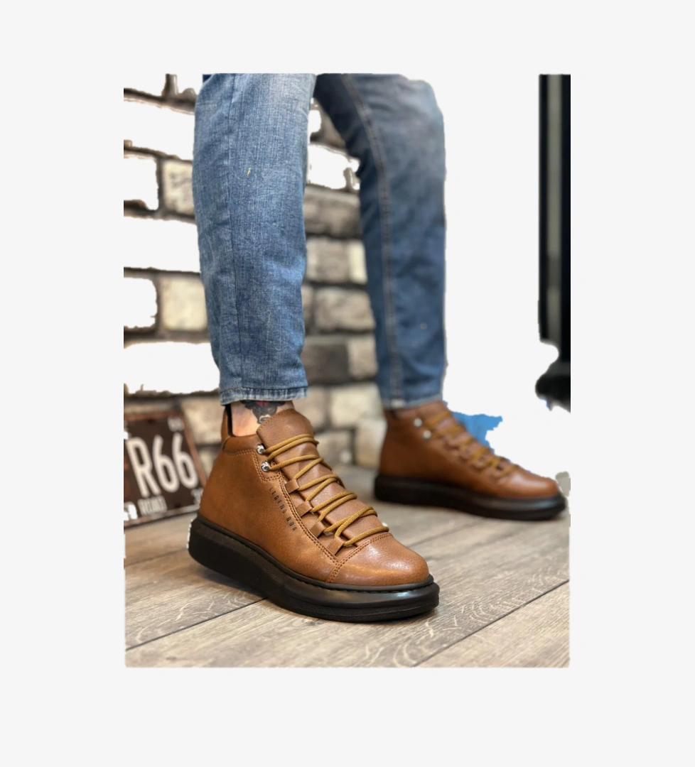 Bağcıklı Erkek Spor Bot TABA (SİYAH TABAN) - Görsel 1