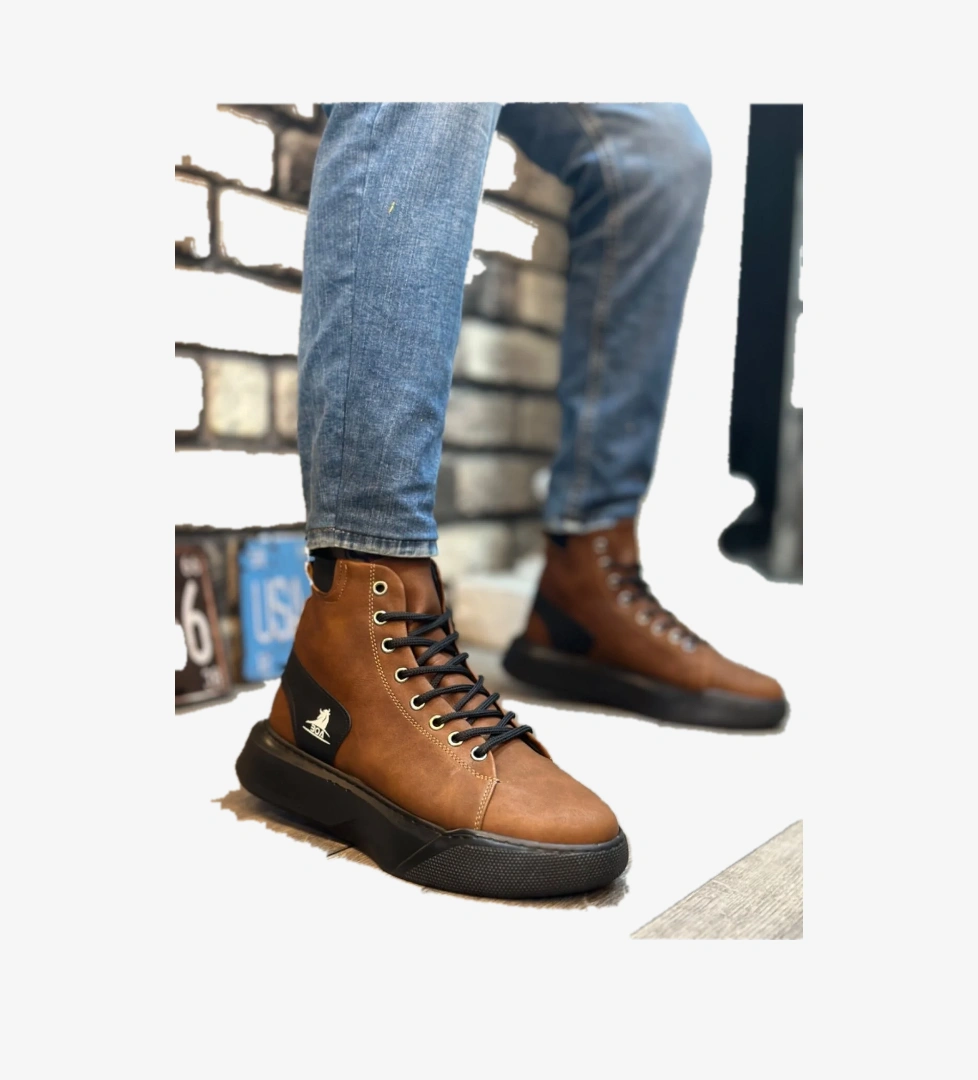 Pabucmarketi Bağcıklı Erkek Spor Bot TABA (SİYAH TABAN) model görseli