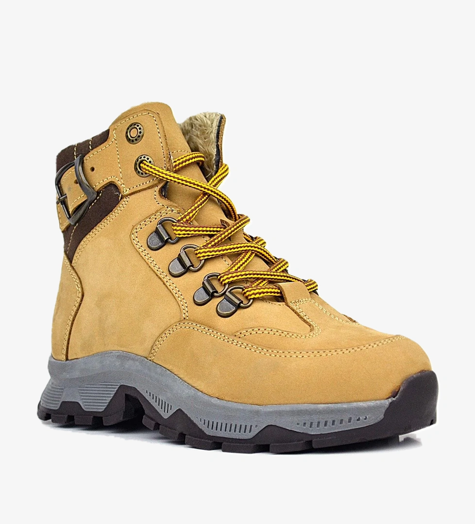 Rakerplus Hakiki Deri Taba Bağcıklı Fermuarlı Trekking Çocuk Bot model görseli