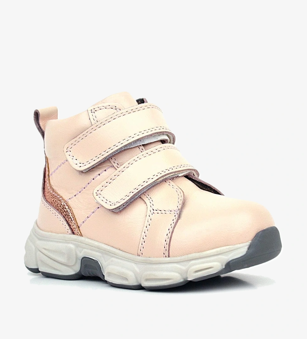 Hakiki Deri Pembe Cırtlı Spor Kız Bebek Bot - Görsel 1