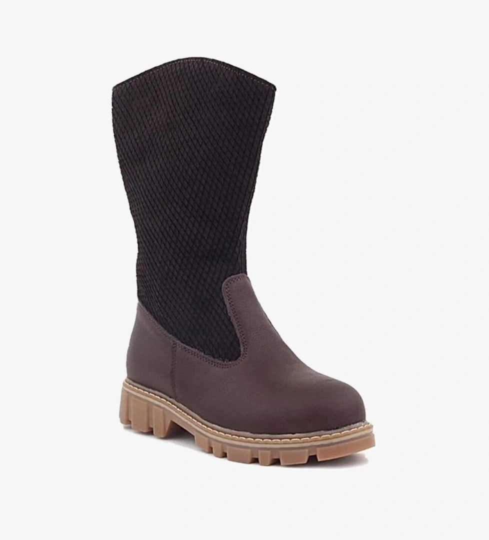 Rakerplus Hakiki Deri Kahverengi Fermuarlı Uzun Kız Çocuk Çizme model görseli