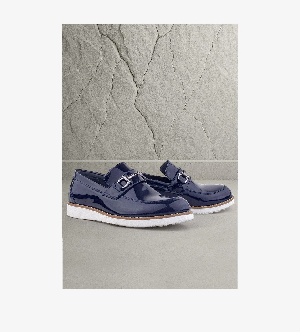 Rakerplus Hakiki Deri Lacivert Rugan Loafer Çocuk Klasik Ayakkabı model görseli