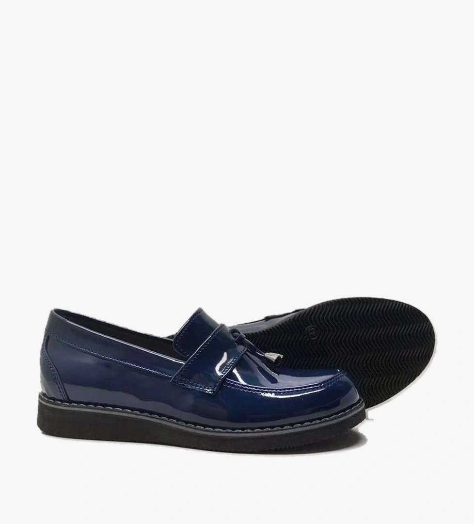Lacivert Rugan Loafer Genç Okul Ayakkabısı - Görsel 1