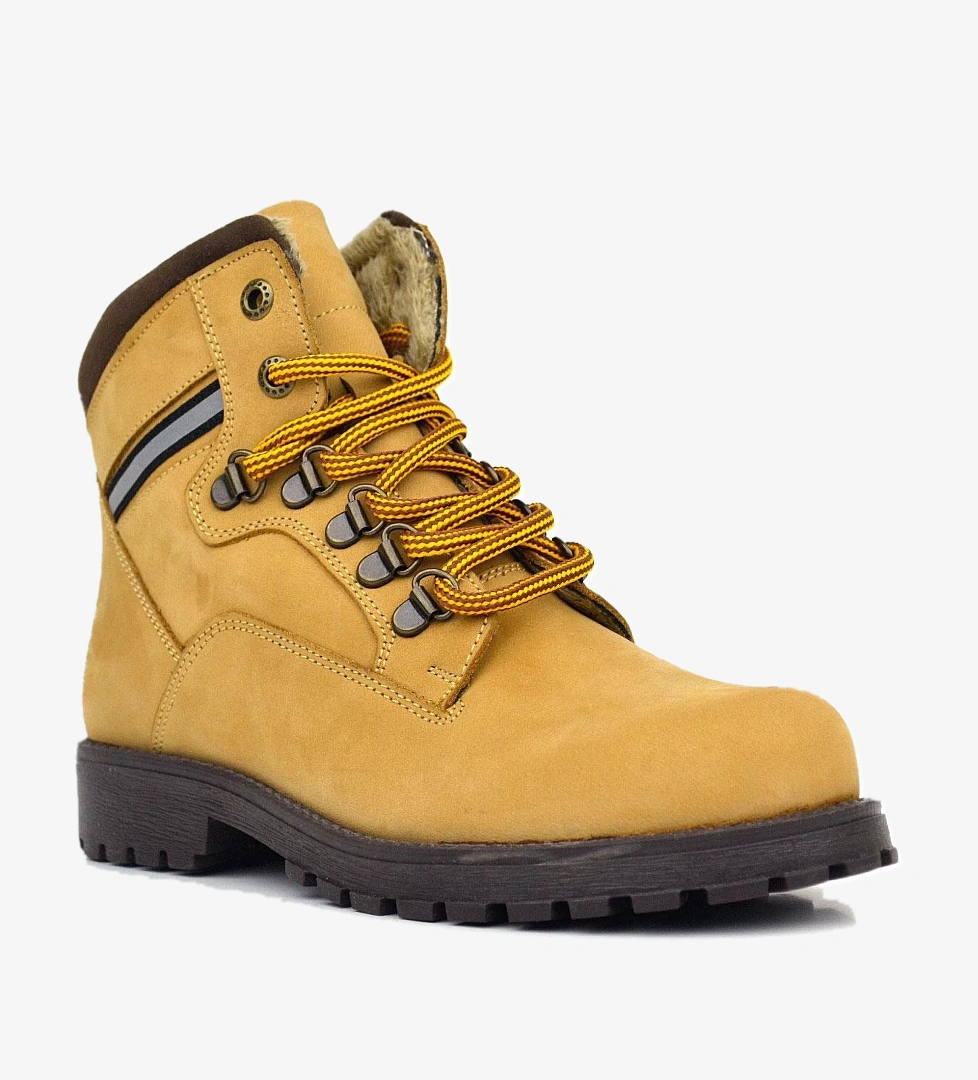 Rakerplus Hakiki Deri Sarı Kahve Bağcıklı Fermuarlı Çocuk Bot model görseli