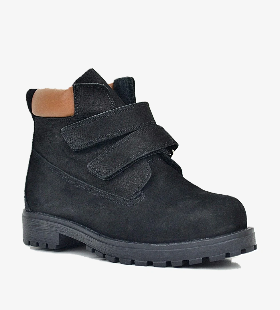 Neson Hakiki Deri Siyah Nubuk Cırtlı Erkek Çocuk Bot - Görsel 1