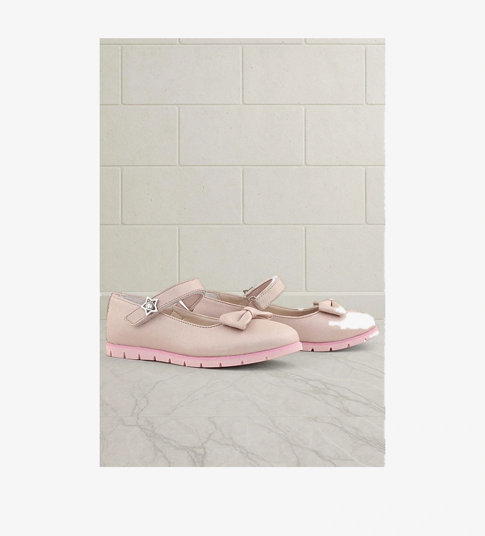 Rakerplus Pudra Fiyonklu Cırtlı Yıldızlı Kız Çocuk Babet model görseli