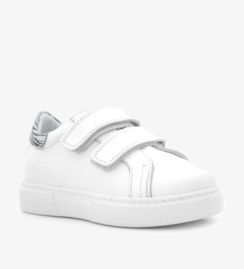 Hapshoe Kids Hakiki Deri Beyaz Cırt Cırtlı Siyah Desenli Kız Çocuk Spor Ayakkabı model görseli