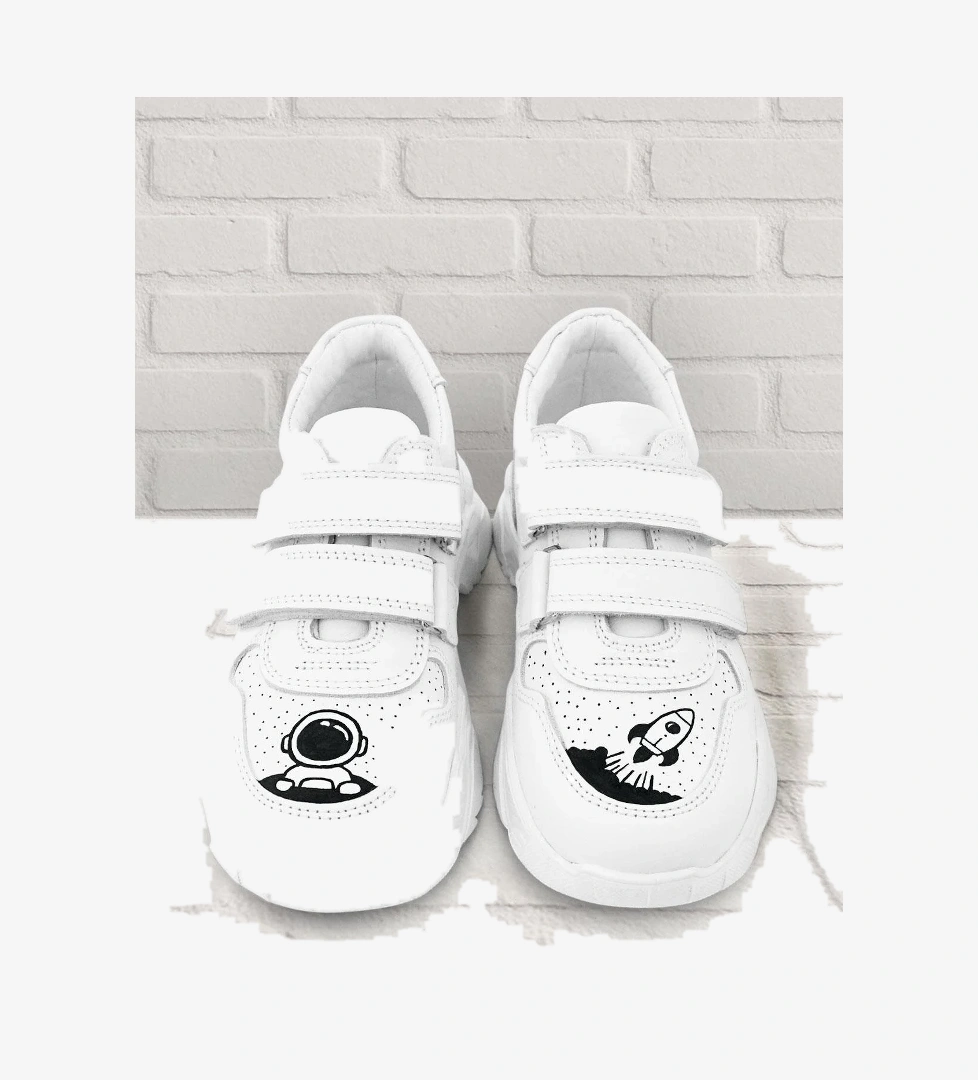 Rakerplus Tbons Özel Tasarım Hakiki Deri Beyaz Kız Çocuk Sneakers Ayakkabı model görseli