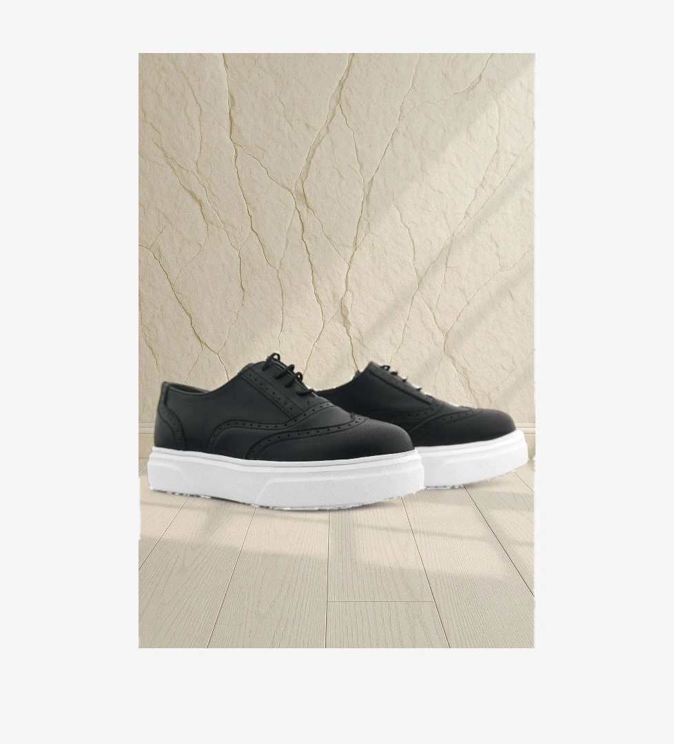 Hakiki Deri Siyah Hafif Taban Çocuk Oxford Klasik Ayakkabı - Görsel 1