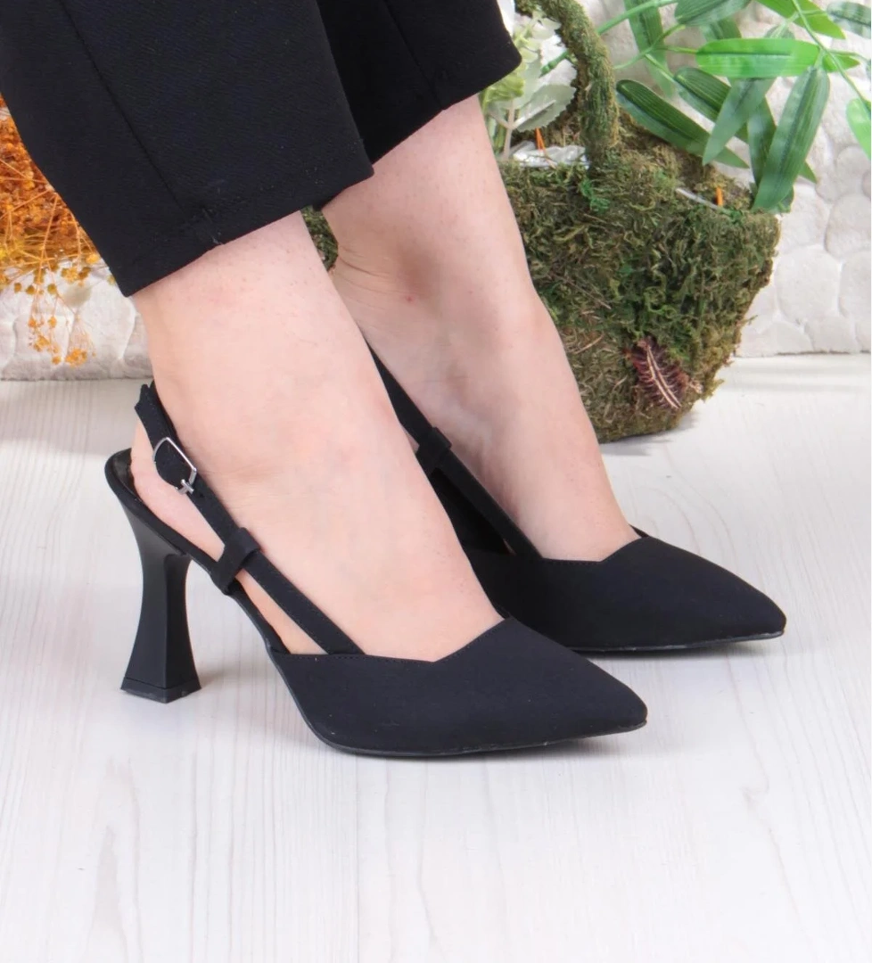 Fort 018-505 Fls Saten Önü Kapalı Arkası Açık Topuklu Kadın Ayakkabı model görseli