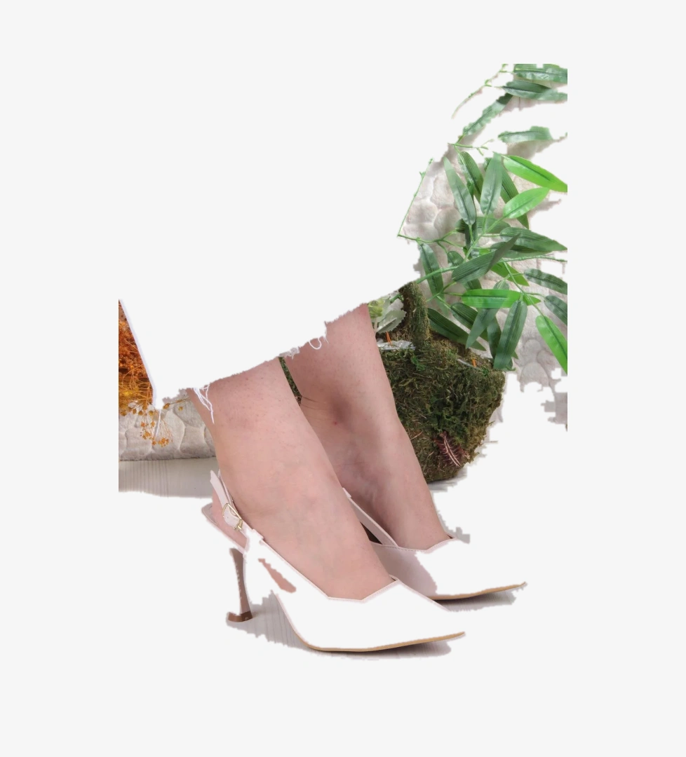 018-505 Fls Saten Önü Kapalı Arkası Açık Topuklu Kadın Ayakkabı