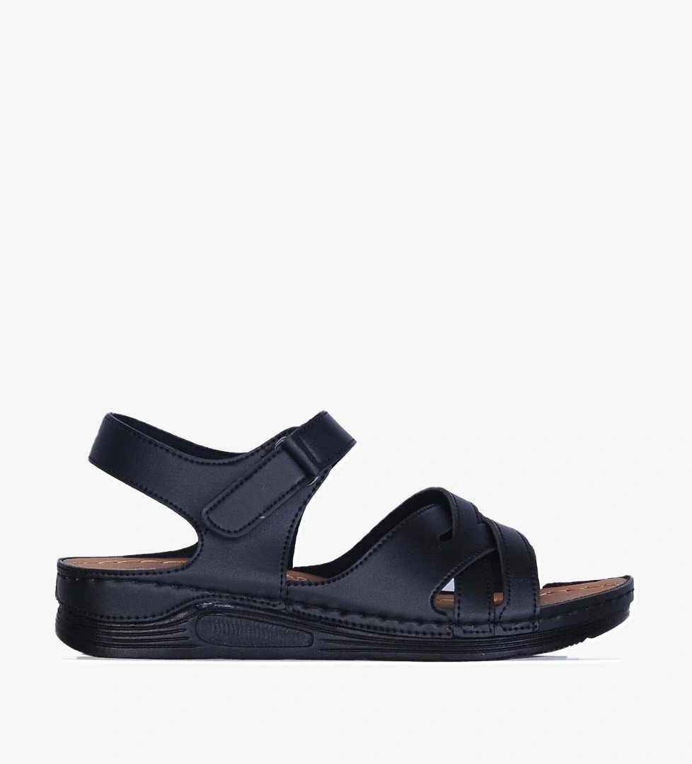 1107 Serra Cırtlı Kadın Düz Sandalet - Görsel 1