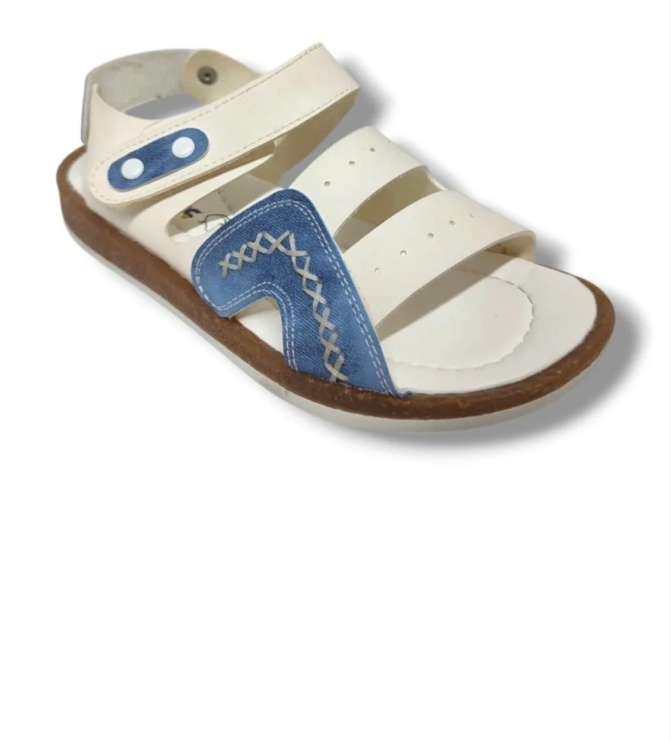 Şirinbebe 1565-20 Anatomik Dikiş Çirtli Erkek Çocuk Sandalet Beyaz Mavi 26-30 - Görsel 1