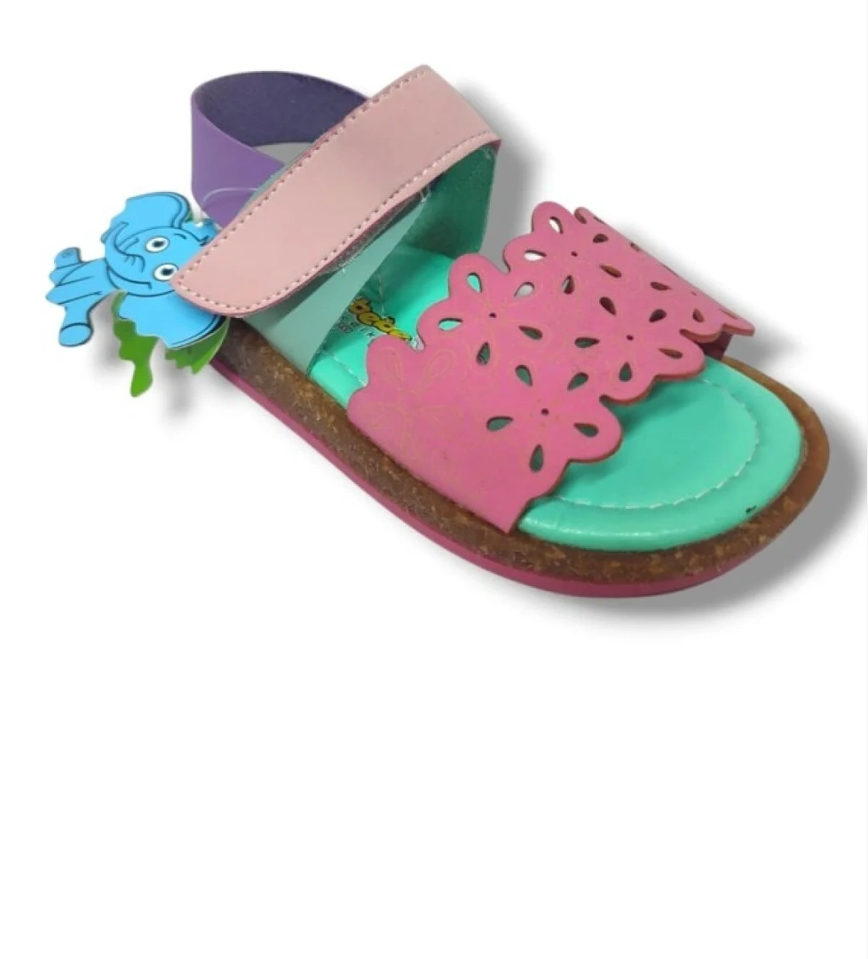 Şi̇ri̇ngenç Şirinbebe 1554-20 Anatomik Desenli Tek Bant Çırtli Kız Çocuk Sandalet Pembe Yeşil 21-25 model görseli