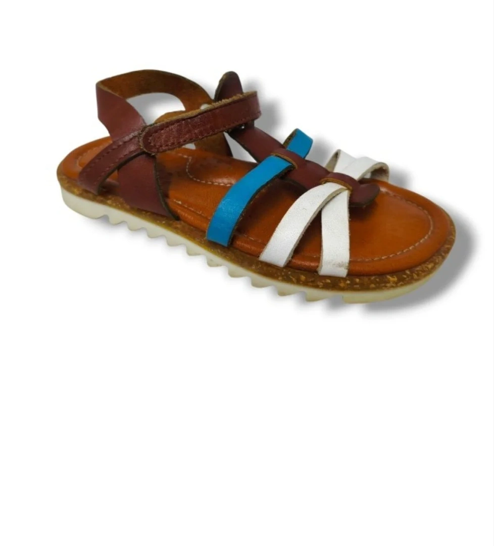 Bags Bagcı 3069-20 Çapraz Şerit Cırtlı Kız Çocuk Sandalet Kahve Beyaz 26-30 model görseli